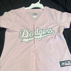 Majestic Light Pink Dodgers Kids Jersey
